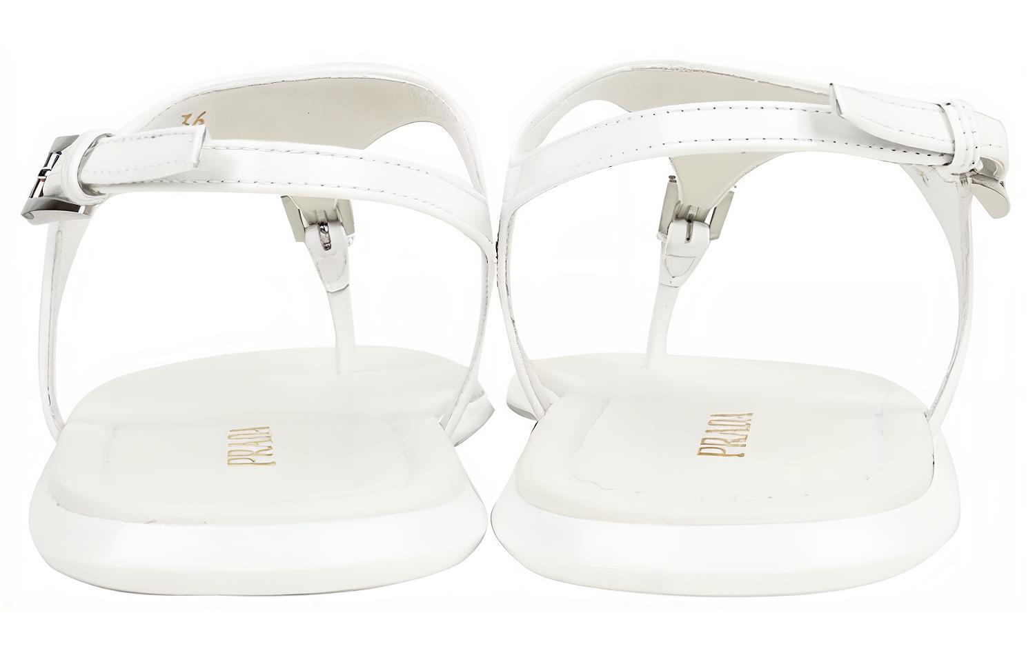 (W) Prada Leather Open Toe Sandals 'White' 圖 4