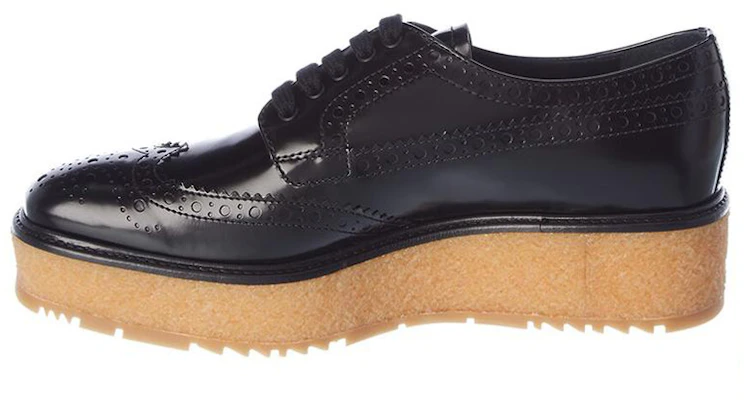 (W) Prada Leren Plateau Veterschoenen Loafers ''Zwart'' 1E254M_P39_F0632 Order (W) Prada Leren Plateau Veterschoenen Loafers ''Zwart'' 1E254M_P39_F0632
