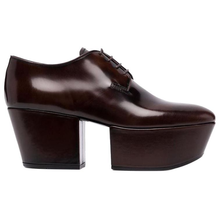 Order (Women) Prada Leather Platform Shoes 'Brown' 1E722M_P39_F0038