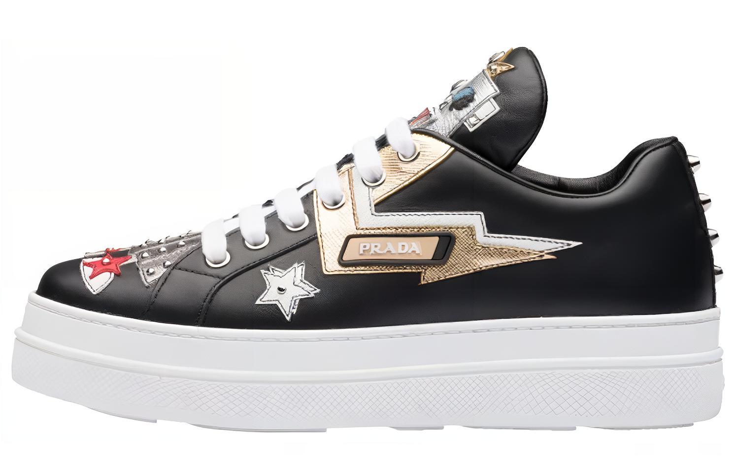(W) Prada Leather Platform Sneaker 'Black Fashion'