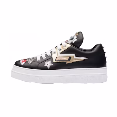 (W) Prada Leather Platform Sneaker 'Black Fashion'