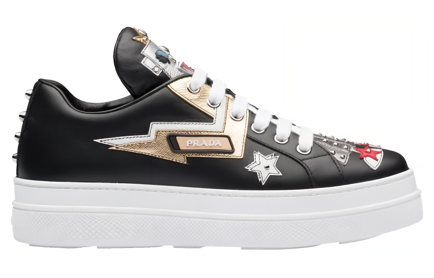 (W) Prada Leather Platform Sneaker 'Black Fashion' 圖 2