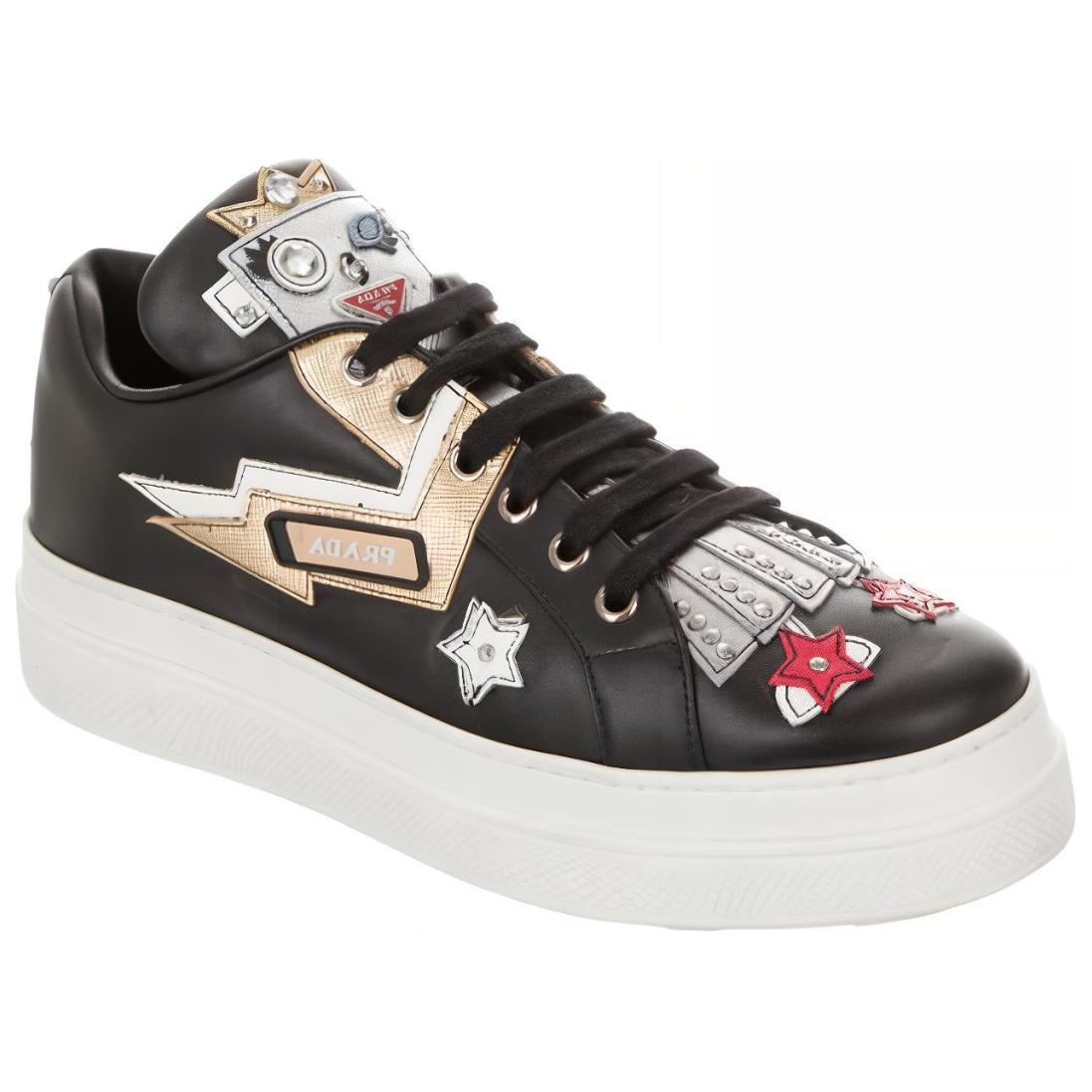 (W) Prada Leather Platform Sneaker 'Black Fashion' 圖 4