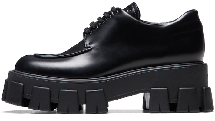 (Women) Prada Monolith Brushed Calf Derby Shoes 'Black' 1E708L_B4L_F0002_F_A055 Buy (Women) Prada Monolith Brushed Calf Derby Shoes 'Black' 1E708L_B4L_F0002_F_A055