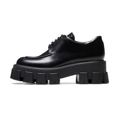 (W) Prada Monolith Brushed Calf Derby Shoes 'Black'
