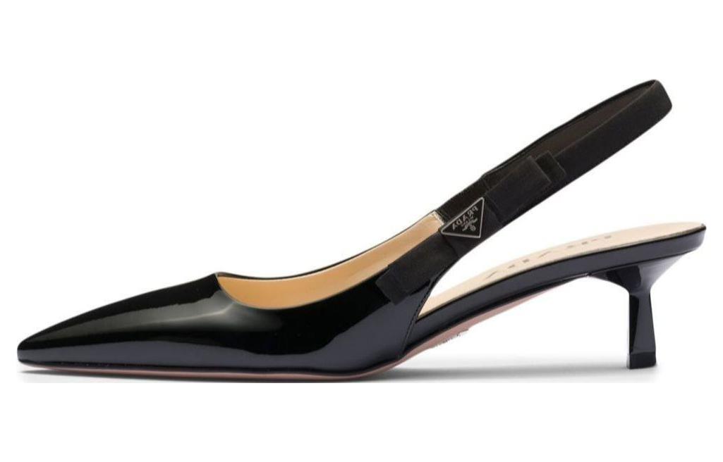 (Women) Prada Leather Pointed-Toe Stiletto Heels 'Black Buckle' 1I190N_F045069_F0002