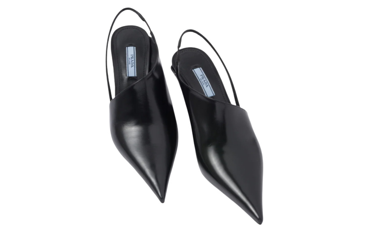 (W) Prada Leather Pointed Toe Fashion Slide 'Black' 圖 3