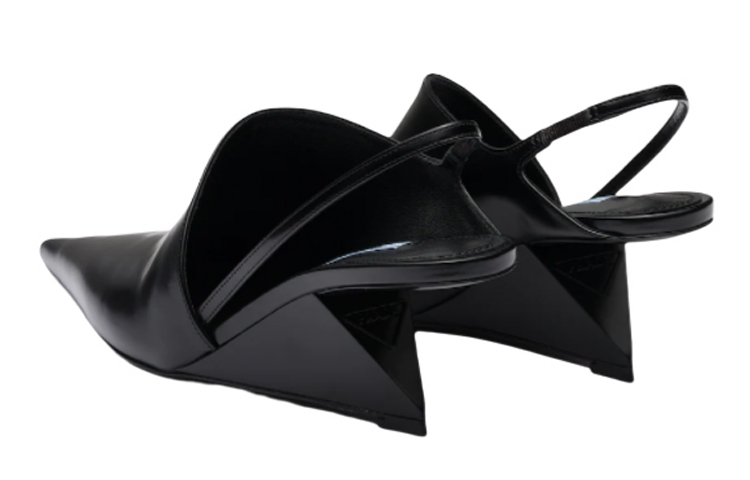 (W) Prada Leather Pointed Toe Fashion Slide 'Black' 圖 4