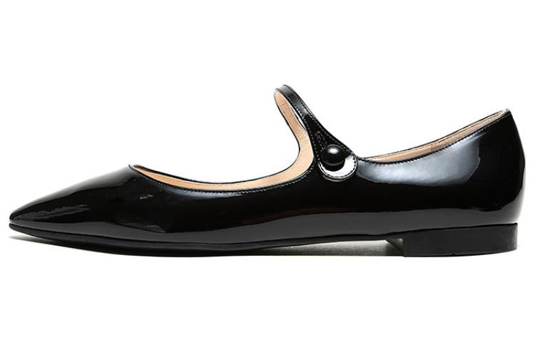 (W) Prada Leather Pointed Toe Flats 'Black'