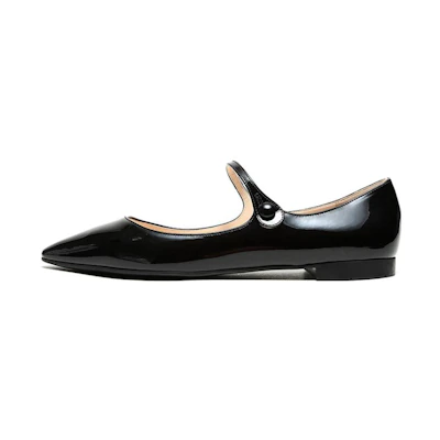 (W) Prada Leather Pointed Toe Flats 'Black'