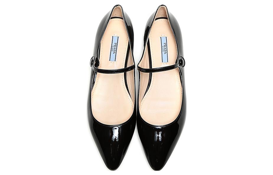 (W) Prada Leather Pointed Toe Flats 'Black' 圖 4