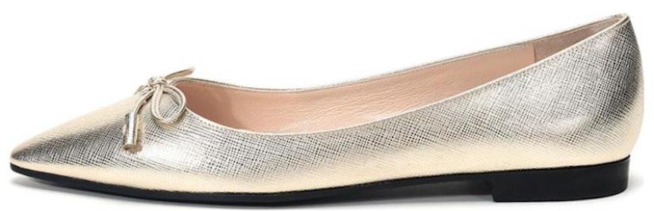 PRADA 普拉達 皮革尖頭平底單鞋 女款 黃鐵礦色 Buy PRADA 普拉達 皮革尖頭平底單鞋 女款 黃鐵礦色