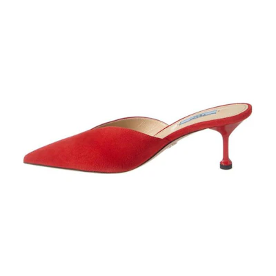 (W) Prada Leather Pointed Toe High Heels 'Fashion Slide Red'