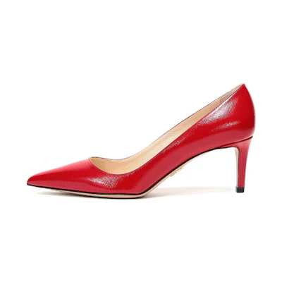 (W) Prada Pointed Saffiano Leather Heels 'Red'