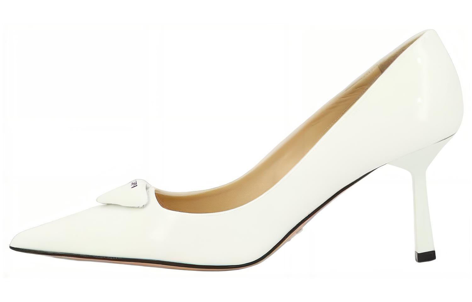 (Women) Prada Leather Pointed Toe Slip-On Stiletto 'White' 1I928M_069_F0009