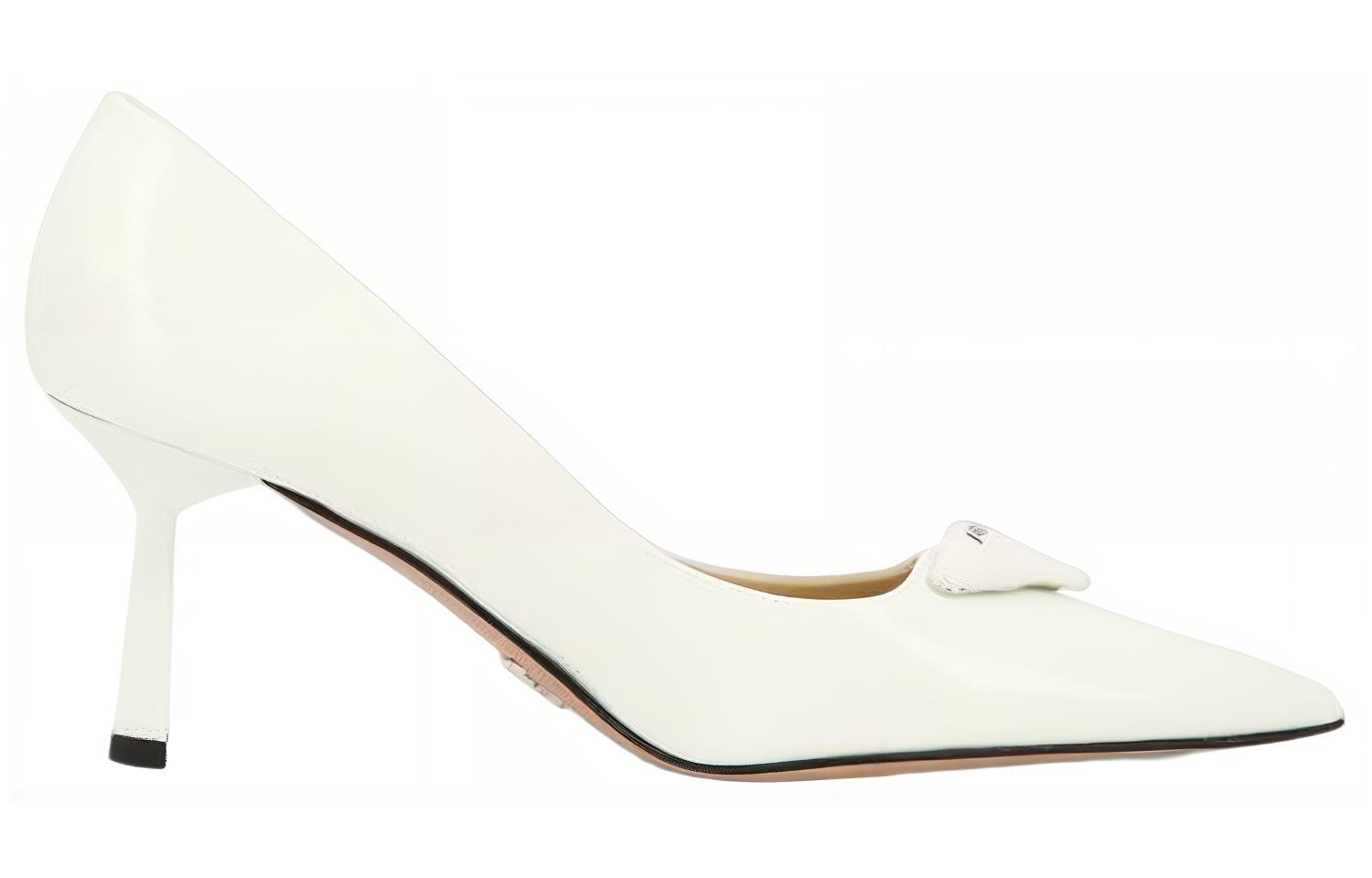 Order (W) Prada Zapatos de Tacón en Punta Slip-On de Cuero 'Blanco' 1I928M_069_F0009