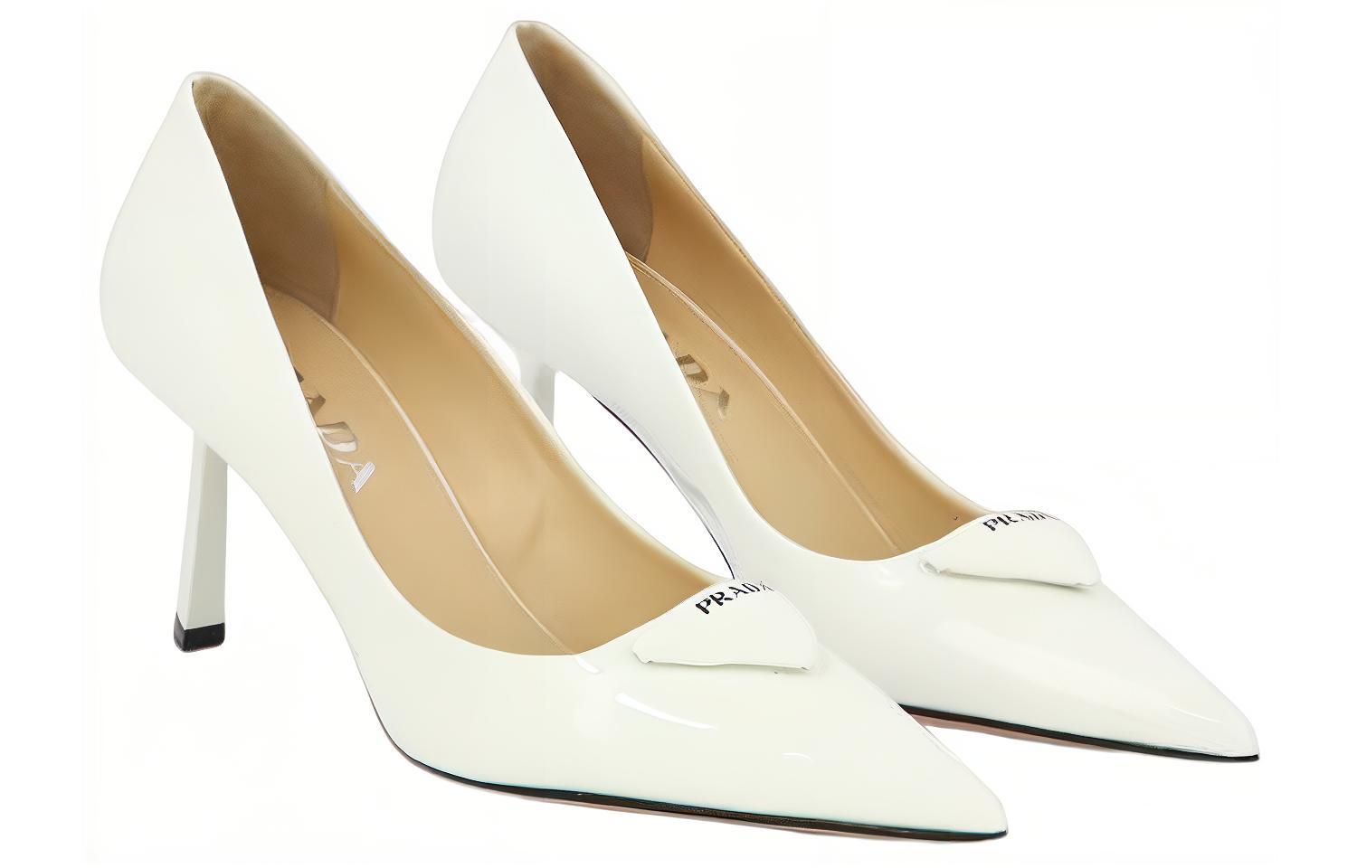 Lookbook (W) Prada Zapatos de Tacón en Punta Slip-On de Cuero 'Blanco' 1I928M_069_F0009