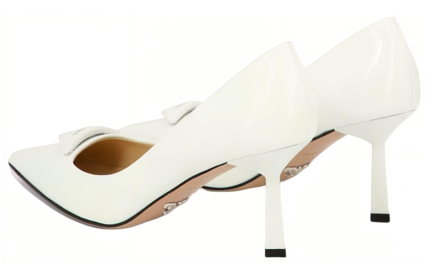 Shop (W) Prada Zapatos de Tacón en Punta Slip-On de Cuero 'Blanco' 1I928M_069_F0009