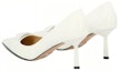 Shop (W) Prada Kulit Tumit Tinggi Slip-On Stiletto 'Putih' 1I928M_069_F0009
