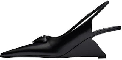 (Women) Prada Leather Pointed Toe Wedge Fashion Slide 6.5cm 'Black' 1I885M_055_F0002_F_A065 (Women) Prada Leather Pointed Toe Wedge Fashion Slide 6.5cm 'Black' 1I885M_055_F0002_F_A065