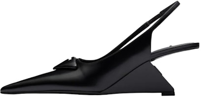 (Women) Prada Leather Pointed Toe Wedge Fashion Slide 6.5cm 'Black' 1I885M_055_F0002_F_A065 (Women) Prada Leather Pointed Toe Wedge Fashion Slide 6.5cm 'Black' 1I885M_055_F0002_F_A065