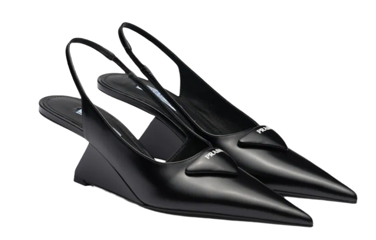Order (W) Prada Leren Puntige Wedge Fashion Slide 6.5cm ''Zwart'' 1I885M_055_F0002_F_A065