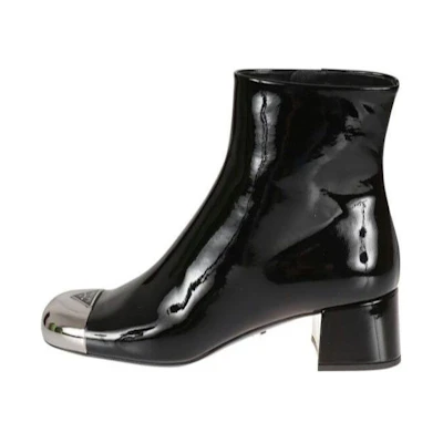 (W) Prada Leather Round-Toe Ankle Boot 'Black'