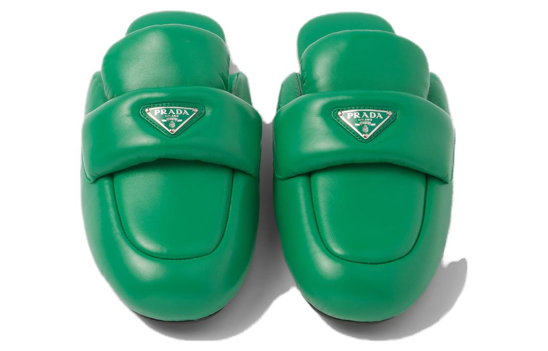 (W) Prada Leather Round-Toe Fashion Mule Slippers 'Green' 圖 3