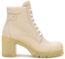 Order PRADA 皮革 圓頭系帶 短靴 8公分 女款 米色