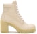 (W) But Ankle Prada Kulit Berwarna 'Beige' dengan Reka Bentuk Round-Toe dan Lace-Up 1T584L_007_F0K74
