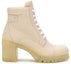 Order (W) But Ankle Prada Kulit Berwarna 'Beige' dengan Reka Bentuk Round-Toe dan Lace-Up 1T584L_007_F0K74