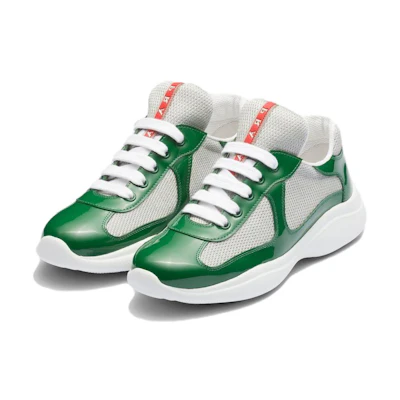 (W) Prada Leather Round-Toe Lace-Up Green 'Versatile and Durable Low-Top'