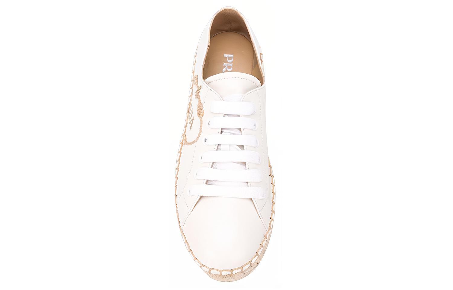 (W) Prada Leather Round-Toe Lace-Up Low-Top 'Beige' 圖 4