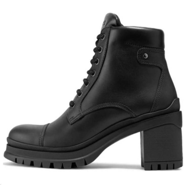 (Women) Prada Leather Round-Toe Lace-Up Short Boots 'Black' 1T584L_3A6H_F0002