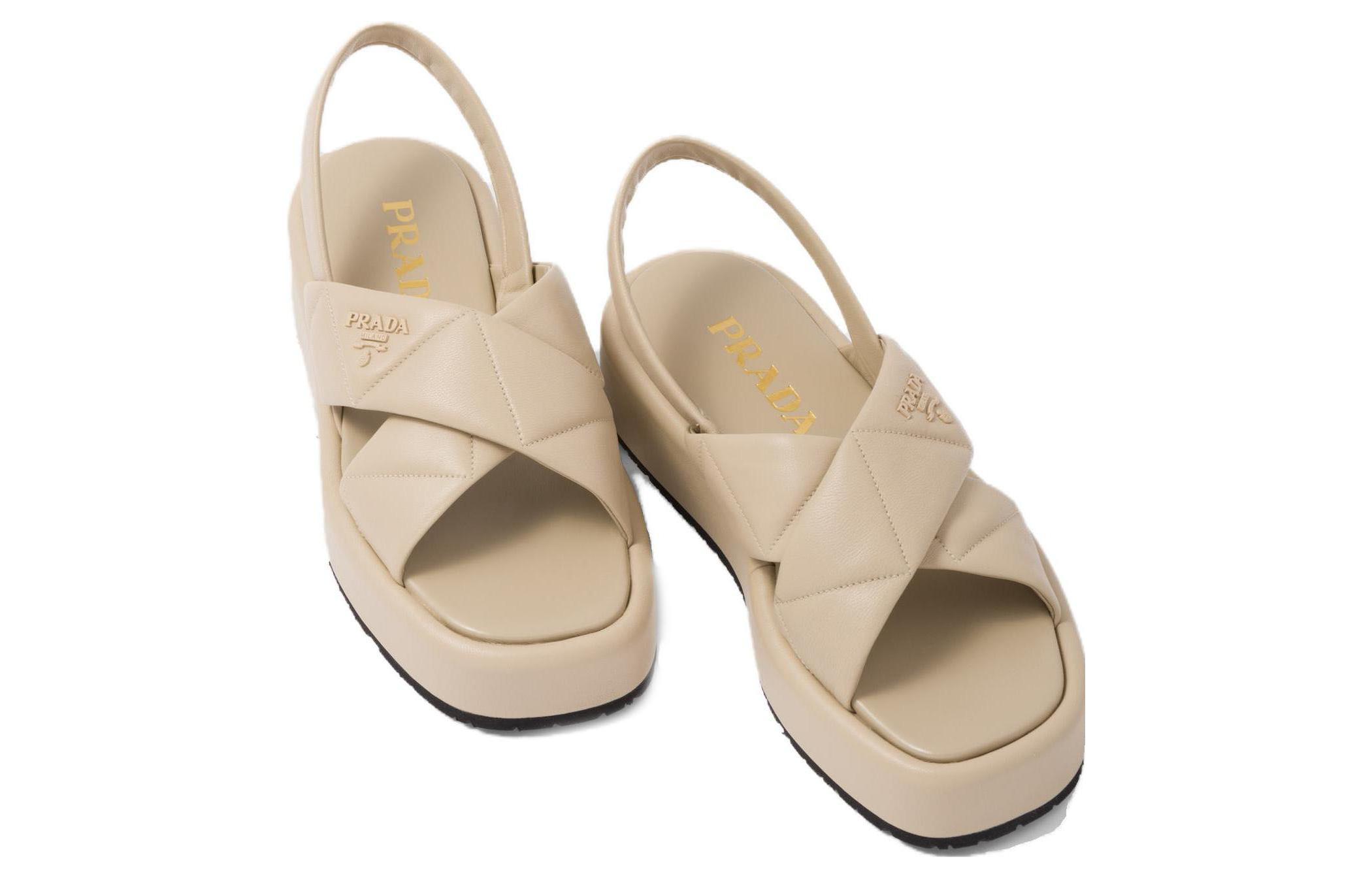 Shop (W) 프라다 베이지 가죽 라이트 샌들 (Prada beige leather light sandal) 1XZ749_038_F0F24_F_035