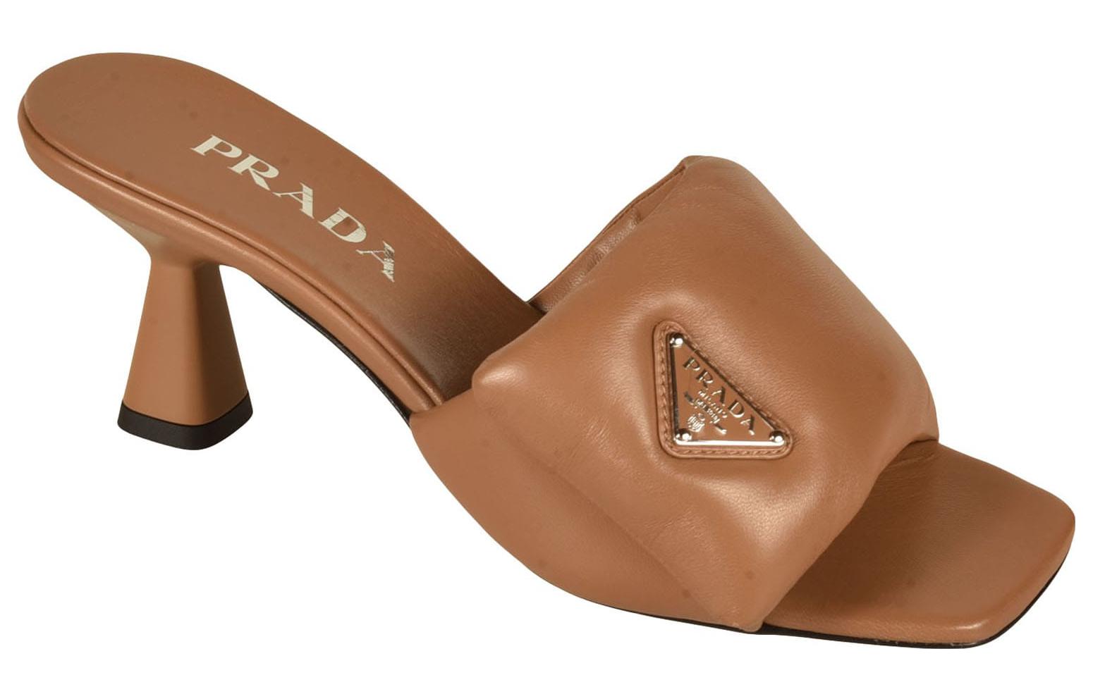 (W) Prada Leather Round-Toe Mules 'Brown' 圖 2