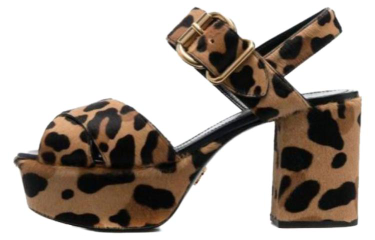 (W) Prada Leather Round-Toe Open-Toe Sandal 'Brown'