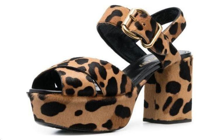 (W) Prada Leather Round-Toe Open-Toe Sandal 'Brown' 圖 2