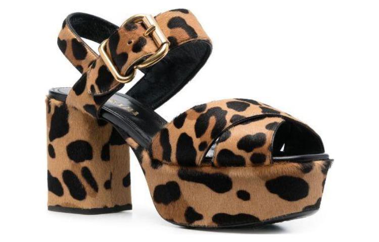 (W) Prada Leather Round-Toe Open-Toe Sandal 'Brown' 圖 3