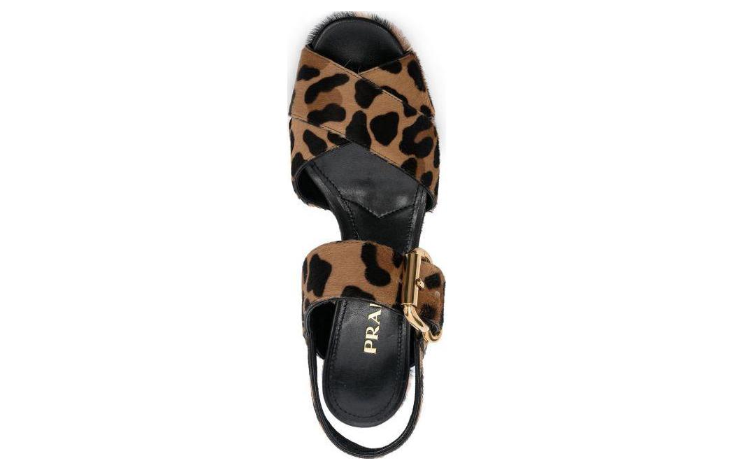 (W) Prada Leather Round-Toe Open-Toe Sandal 'Brown' 圖 4