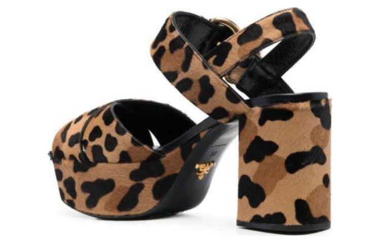 (W) Prada Leather Round-Toe Open-Toe Sandal 'Brown' 圖 5