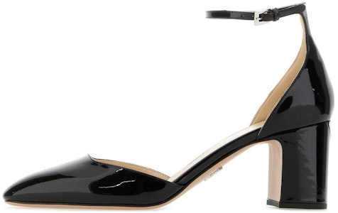 PRADA 皮革 圓頭套穿 粗跟 高跟鞋 6.5cm 女款 黑色 Buy PRADA 皮革 圓頭套穿 粗跟 高跟鞋 6.5cm 女款 黑色