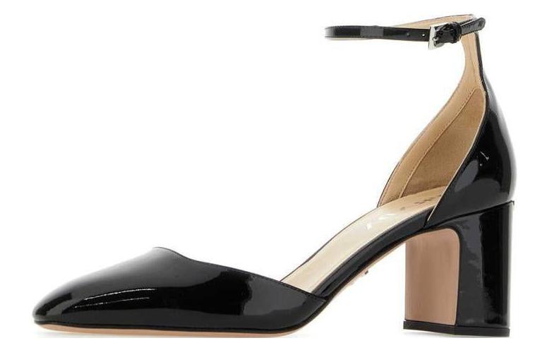 Lookbook (W) Prada Kulit Slip-On Bertumit Tebal Hitam 'Round-Toe' 1I172N_069_F0002_F_065