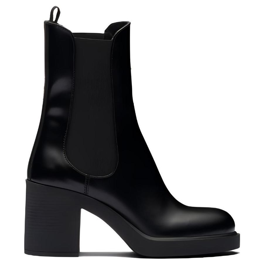 (W) Prada Leather Round Toe Chelsea Boots 'Black' 圖 2