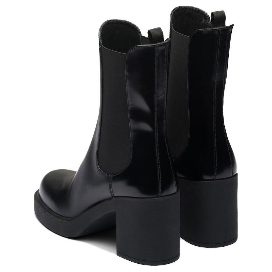 (W) Prada Leather Round Toe Chelsea Boots 'Black' 圖 4