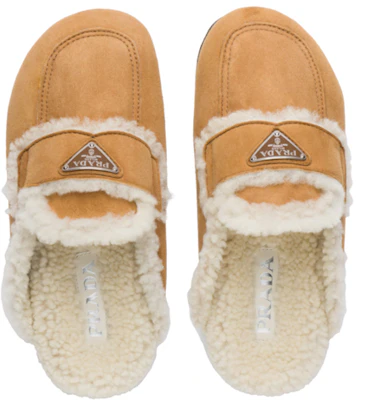 (W) Prada Leren Platte Sandalen met Ronde Neus ''Cognac'' 1S711M_1A6_F0046_F_020 Purchase (W) Prada Leren Platte Sandalen met Ronde Neus ''Cognac'' 1S711M_1A6_F0046_F_020