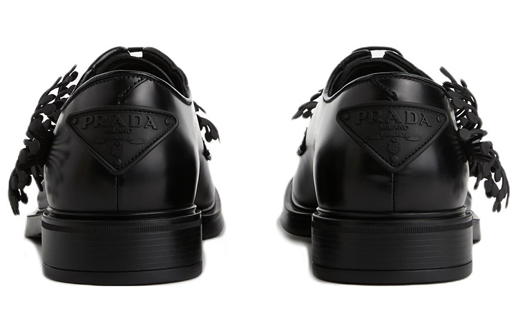 (W) Prada Leather Round Toe Lace-Up Low-Top 'Black' 圖 3