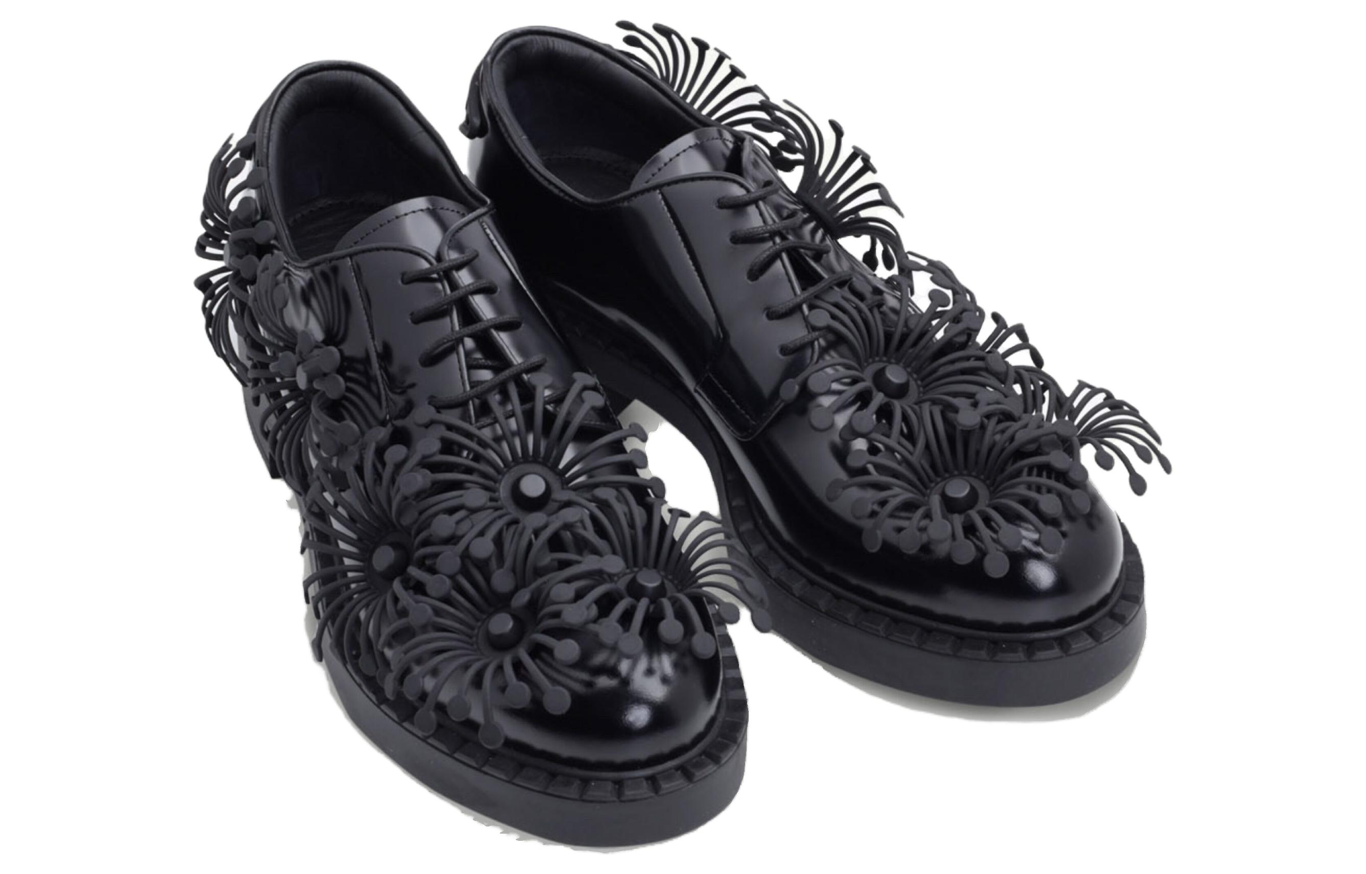 (W) Prada Leather Round Toe Lace-Up Low-Top 'Black' 圖 4