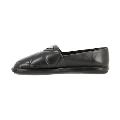 (W) Prada Leather Round Toe Slip-On Casual Shoes 'Black'
