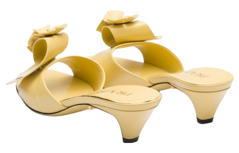 (W) Prada Leather Simple Slip-On Slides 'Yellow' 圖 4